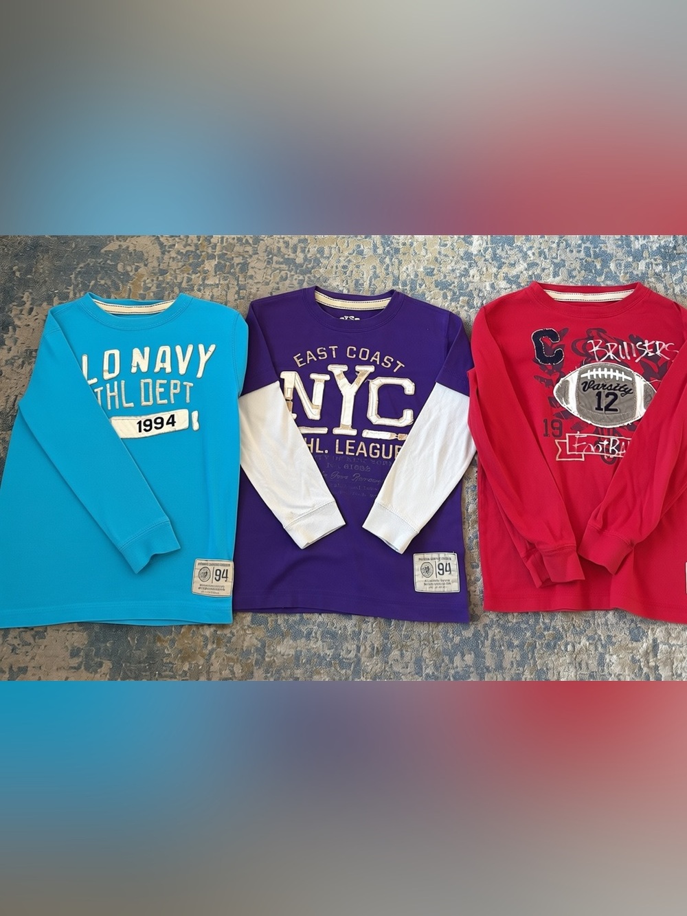 Old Navy Purple & White NYC East Coast Layered-Look Long Sleeve Tee
